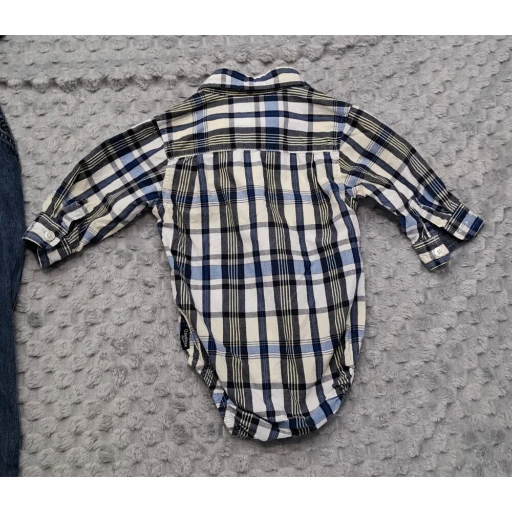 OshKosh B'Gosh  Baby Overalls Bibs Sz 12 Months Pants Long Sleeve Shirt 2 Pieces